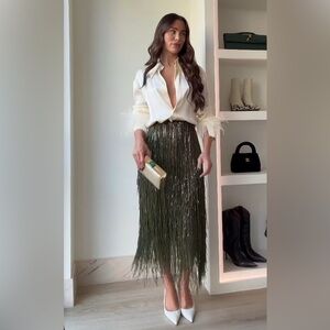 Zara Green Fringe Skirt